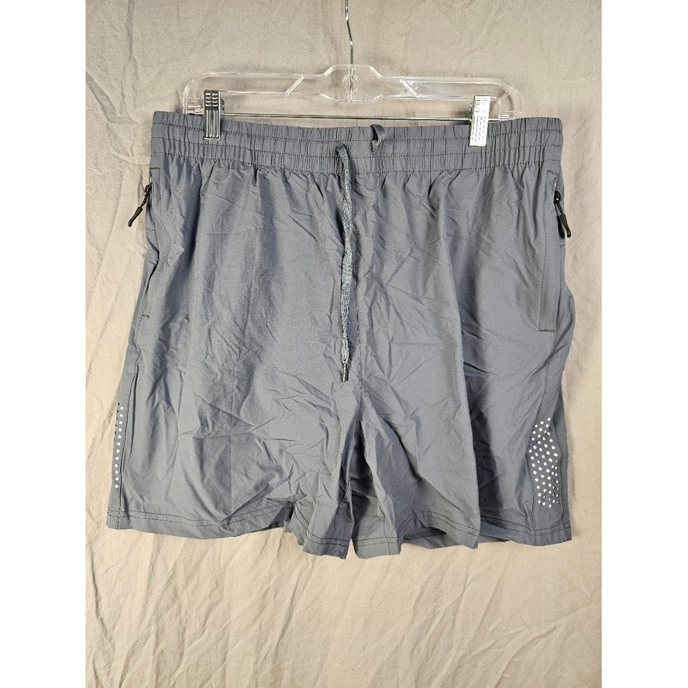 Viodi Mens Athletic Shorts XL Gray Running Gym Workout Zipper Pockets NWT